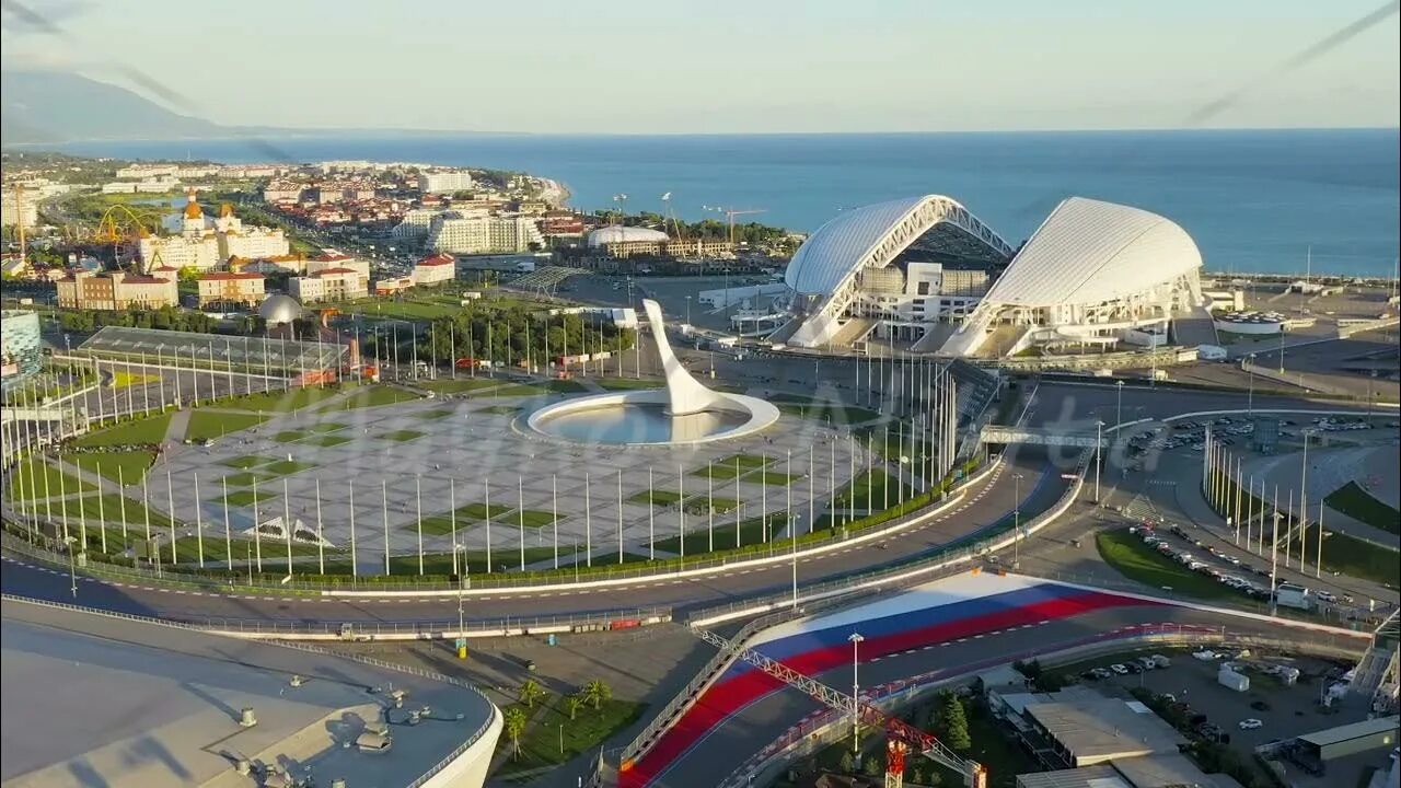 Показать город сочи фото Sochi, Russia. Olympic Flame, F1 circuit, Fisht Arena. Olympic Park in Sochi. Si