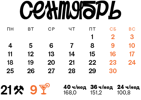 Показать календарь на сентябрь 2024 года Производственный календарь - Кадровое дело № 8, Август 2023