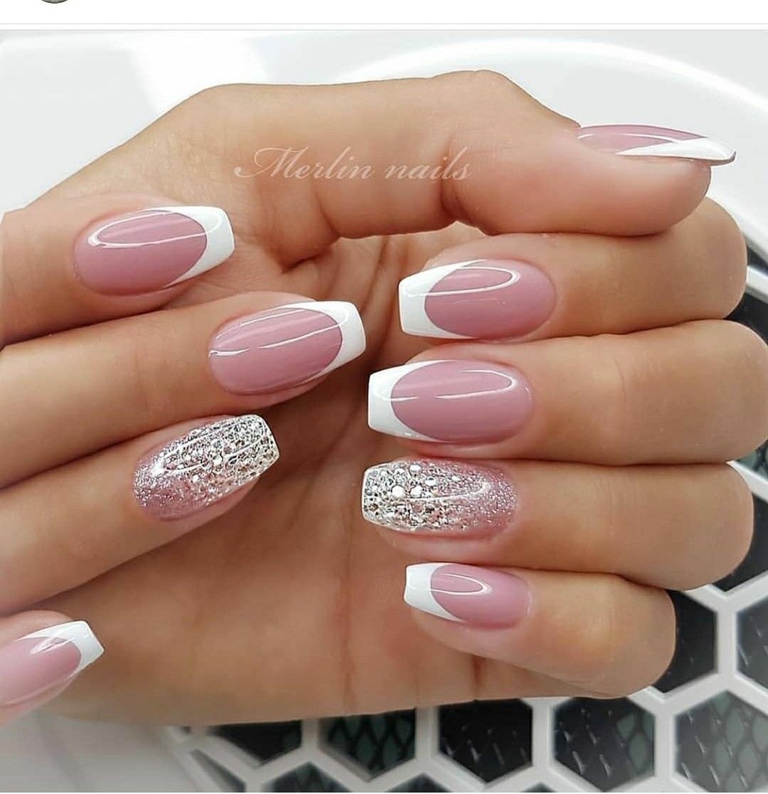 Pin on Beauty Nails design with rhinestones, Spring nail colors, Shellac nail co