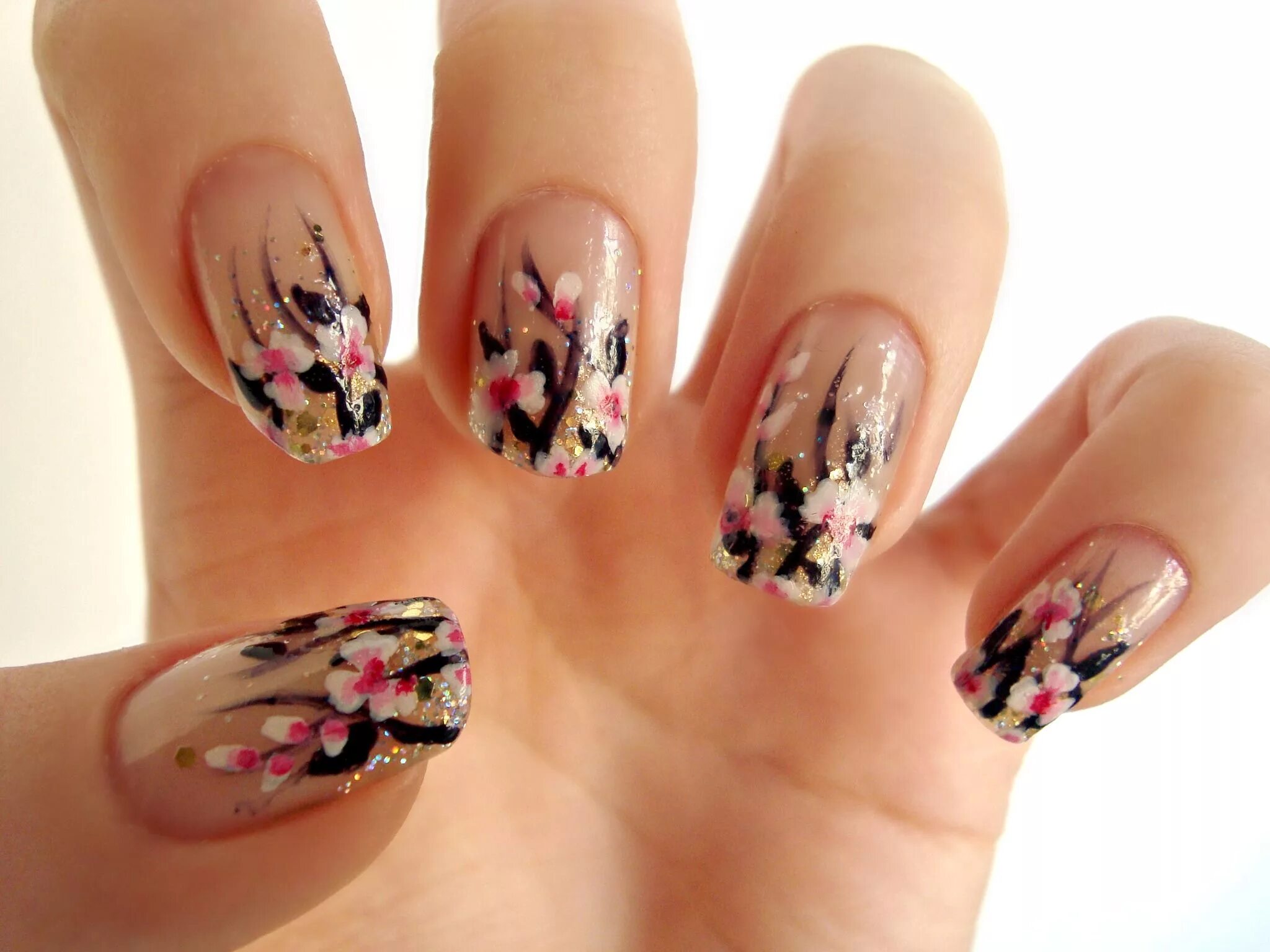 Показать красивый маникюр с рисунком Cherry Blossom Nail Art Floral nail art, Trendy nail art designs, Flower nail de