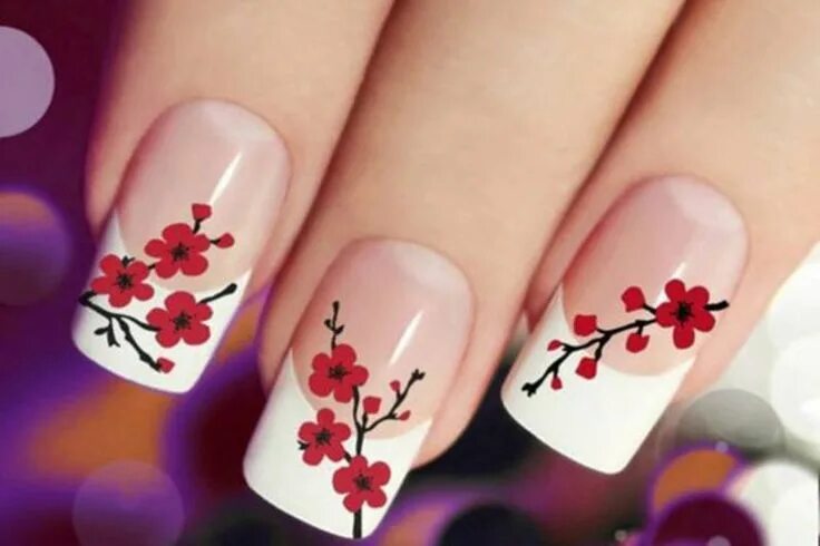 Показать маникюр рисунки красивые Unhas Decoradas - Inspirações, dicas e tutoriais (em fotos e vídeos) Cherry blos