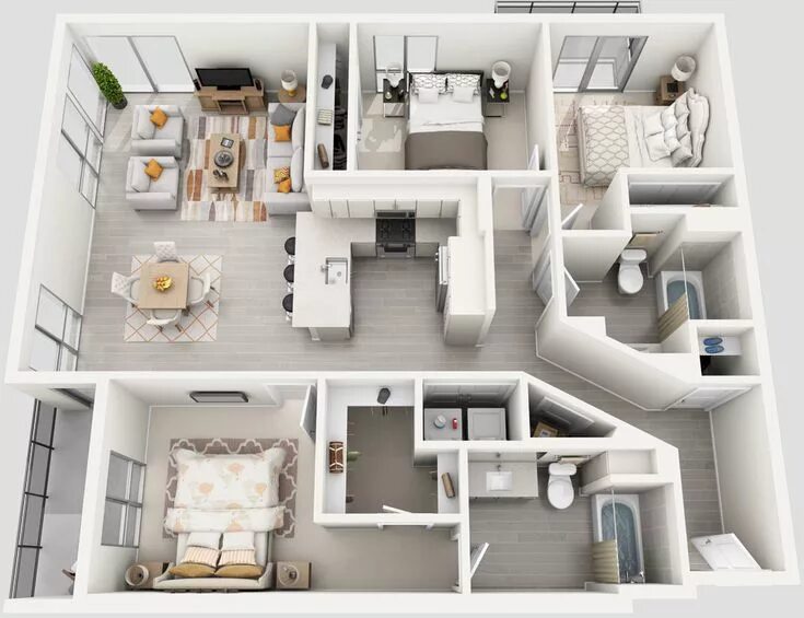 Показать планировку квартир в доме Apartments in Los Angeles, CA Apartment layout, Apartment design, House floor de