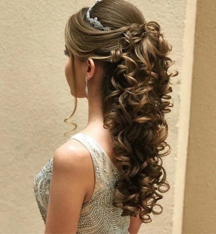 Показать прически на длинные Pin on Peinados, Maquillaje y Uñas de novia Hair styles, Quince hairstyles, Wedd