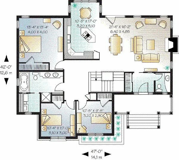 Показать схемы домов Cottage Style House Plan - 3 Beds 1.5 Baths 1498 Sq/Ft Plan #23-635 Cottage styl