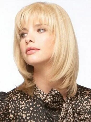 Показать стрижки на средние волосы фото Blonde Straight Flexibility Human Hair Human hair wigs blonde, Hair lengths, Med