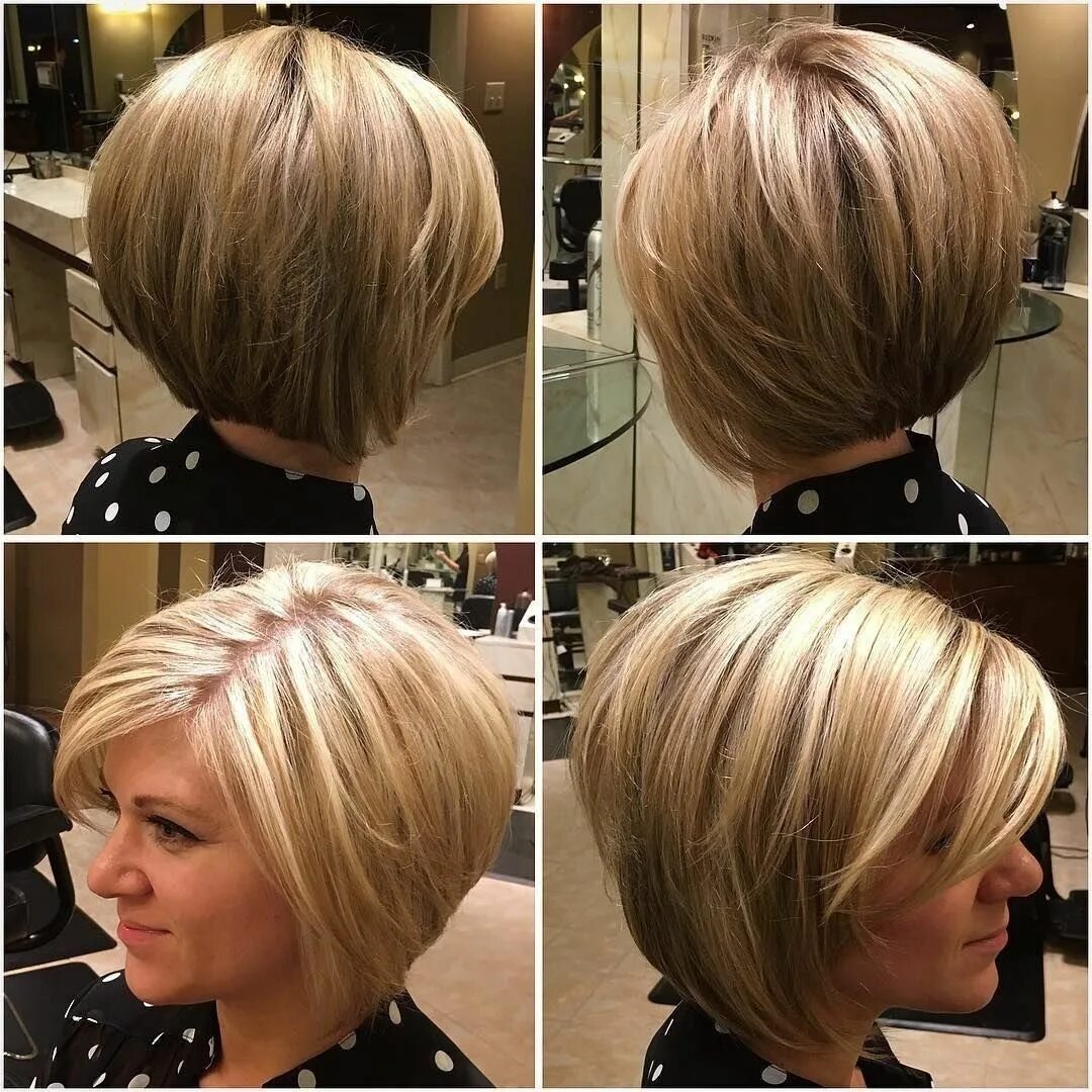 Показать стрижку градуированное каре Модные стрижки и прически 2019 фото Short thin hair, Bob hairstyles for fine hai