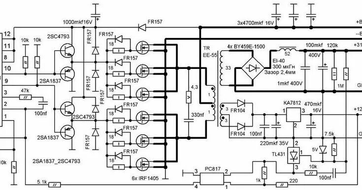 Покажи электрические принципиальные схемы как сделать инвертор ШИМ TL494 трансформатор с 12 на 220 преобразователь напряжения 12-220 схема прос