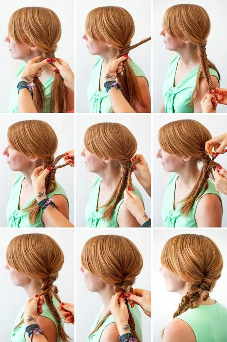 Покажи фотки легких причесок 3 New Ways to Add Hair Bows to Your 'Do Trenza cola de pez, Estilos de pelo, Mod