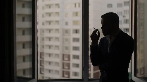 Покажи фото человека за окном Man In a Suit Smoking a Window, Stock Footage VideoHive