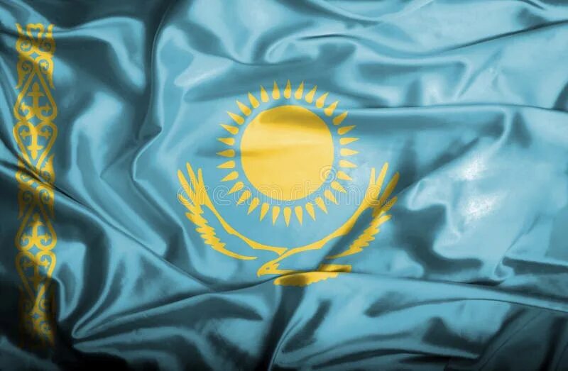 Покажи фото флага казахстана Kazakhstan waving flag stock illustration. Illustration of aged - 149790410