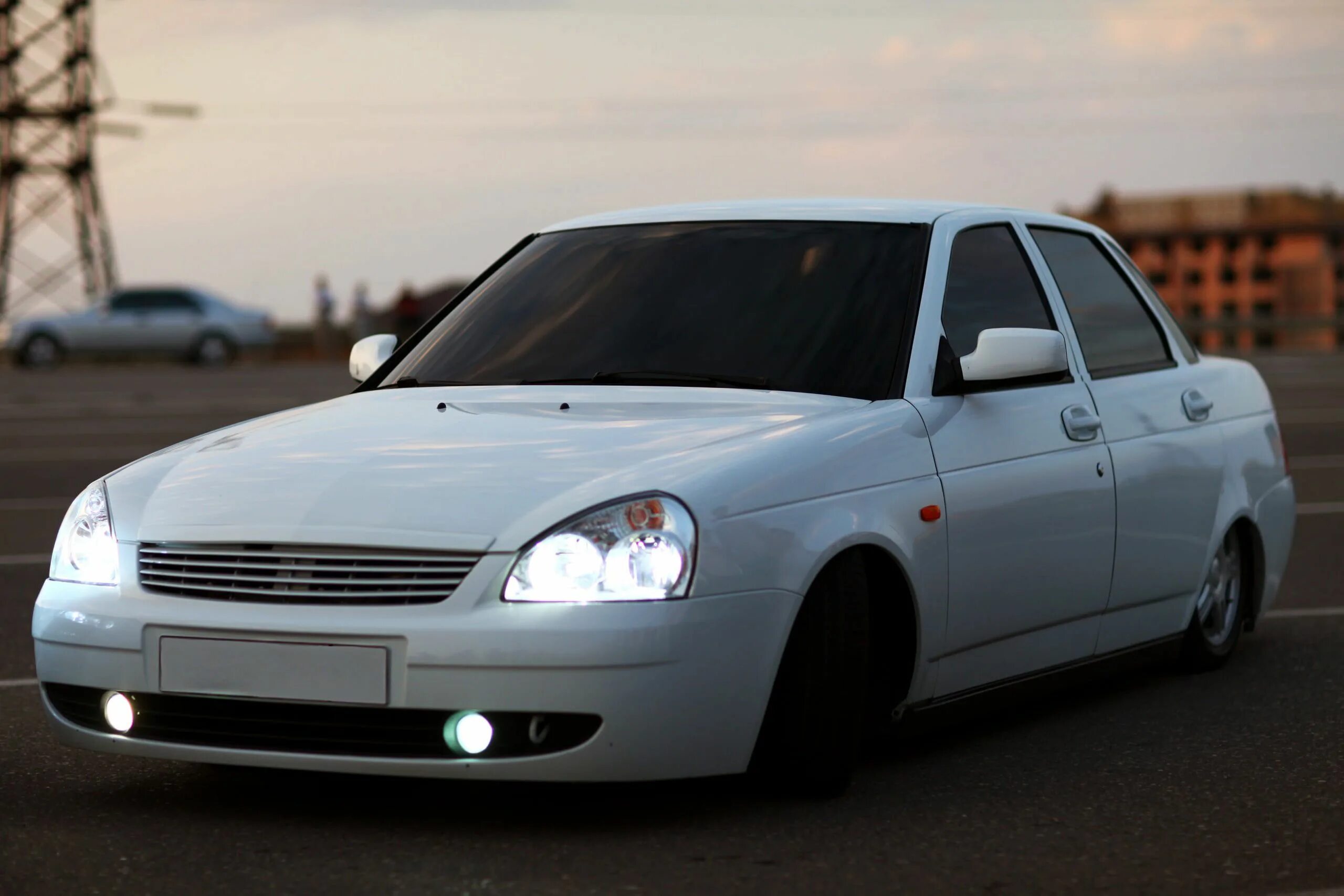 Покажи фото лада приора white sedan #machine #auto #lights #white #Lada #VAZ #prior #priora #2K #wallpap