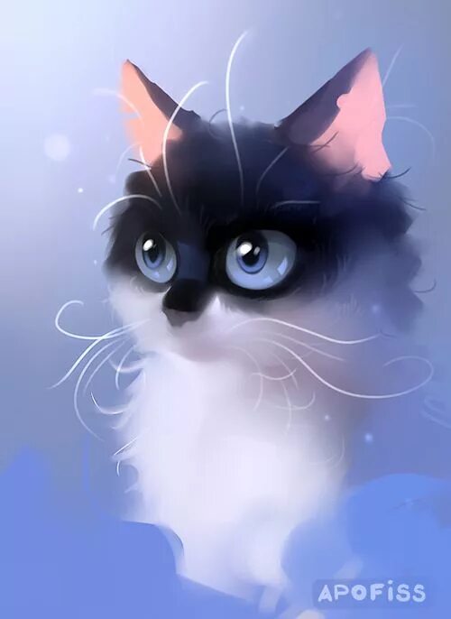 Покажи фото мультяшных котиков bee is for blue by Apofiss on DeviantArt Cute animal drawings, Cute cats and kit