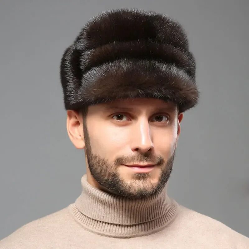 Покажи фото мужских меховых шапок Winter hats Men mink Hats Snow warm Men fur hat water mink hat fur middle-aged w