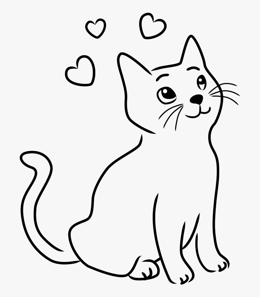 Покажи фото нарисованного кота Transparent Cute Cats Png - Simple Cat Clipart Black And White, Png Download - k