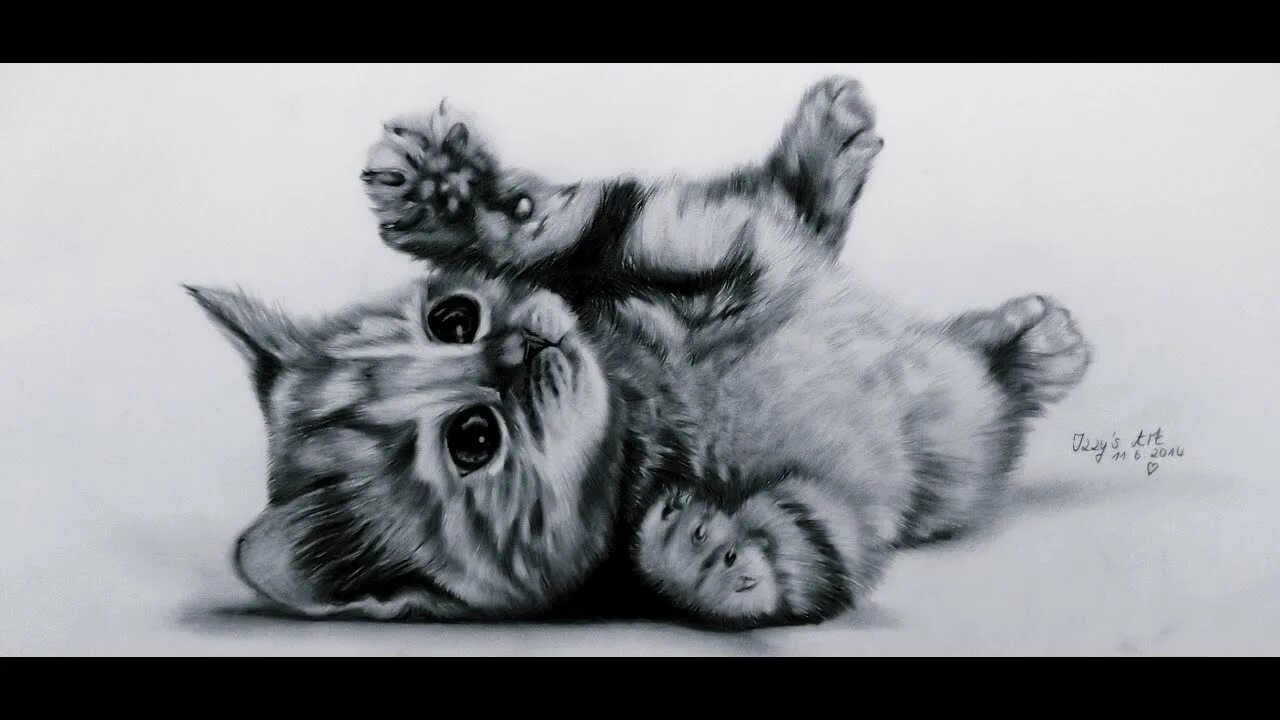 Покажи фото нарисованного котенка Lets Draw: Cute Kitten (Baby-cat) ♥ - YouTube