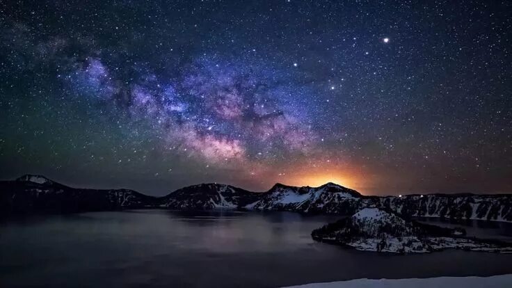 Покажи фото ночи Crater Lake Night Sky With Star Milkyway Desktop Wallpaper Hd 1920 × 1200 Starry