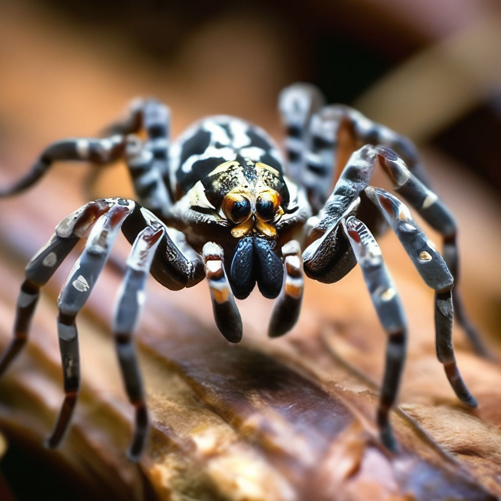 Покажи фото паука волка "3. A wolf spider in the form of a ." - image created in Shedevrum