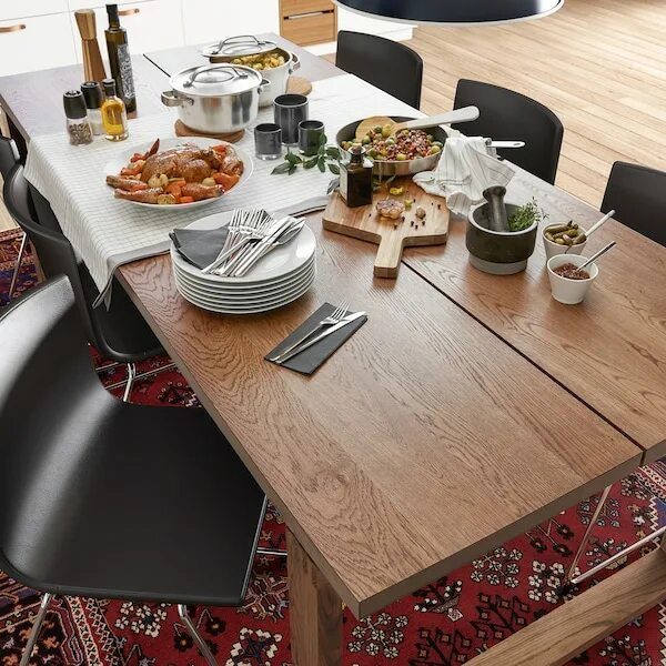 Покажи фото стола MÖRBYLÅNGA Table, oak veneer brown stained, Length: 220 cm - IKEA