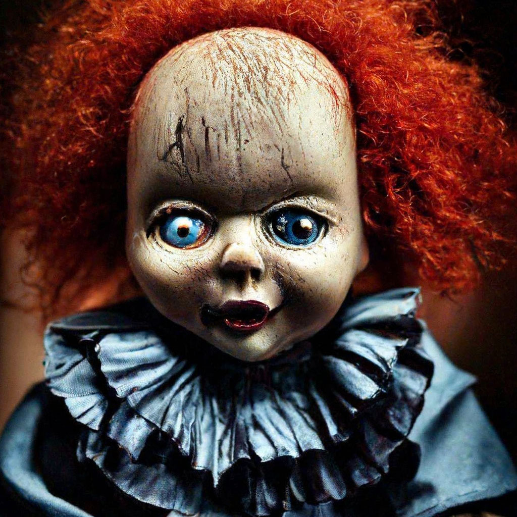 Покажи фото страшных кукол "An evil doll in the hands of a child" - image created in Shedevrum