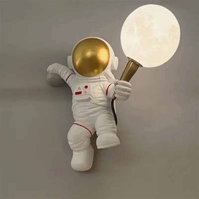 Покажи фото светильника космонавта Child Bedroom Astronaut Wall Light 1 Light Resin Cartoon White LED Sconce Light 