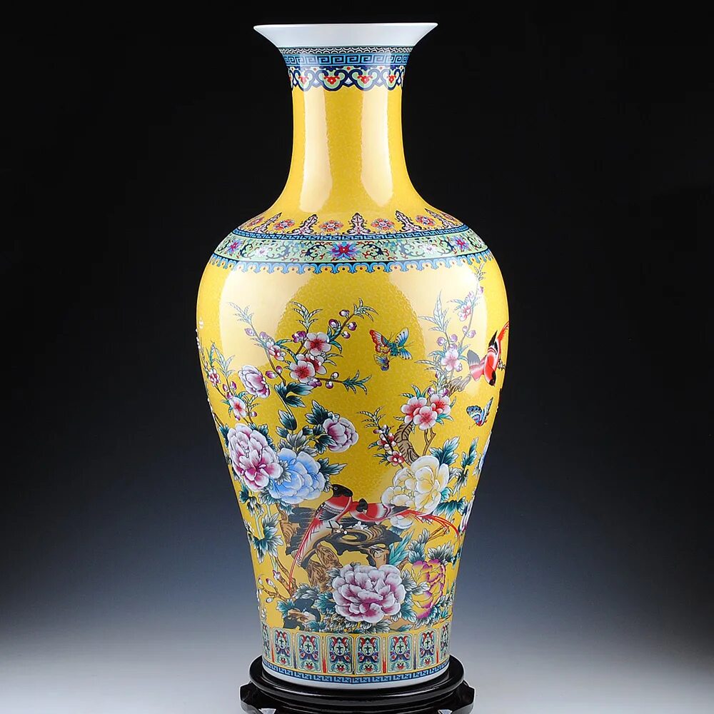 Покажи фото вазы Jingdezhen porcelain enamel painted porcelain flower vase style landing large mo