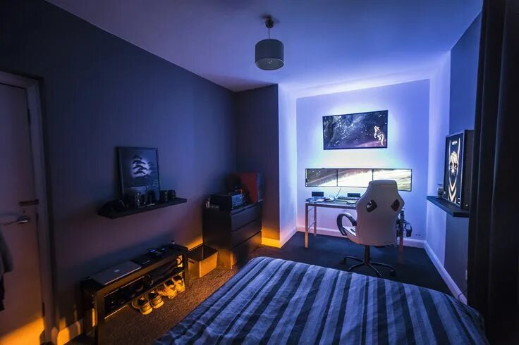 Покажи интерьер комнаты Esta esta super chida, creo que la Bedroom setup, Game room design, Game room