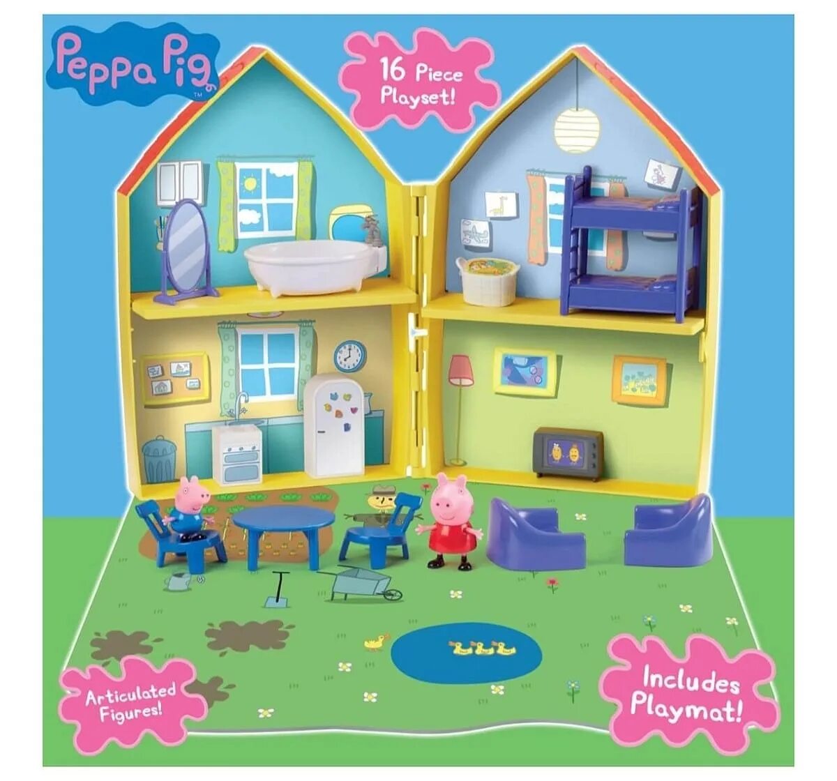 Покажи как выглядит дом свинки пеппы Buy Peppa Pig - 16-Piece Playhouse With Peppa And George Pig Figures (Multicolou