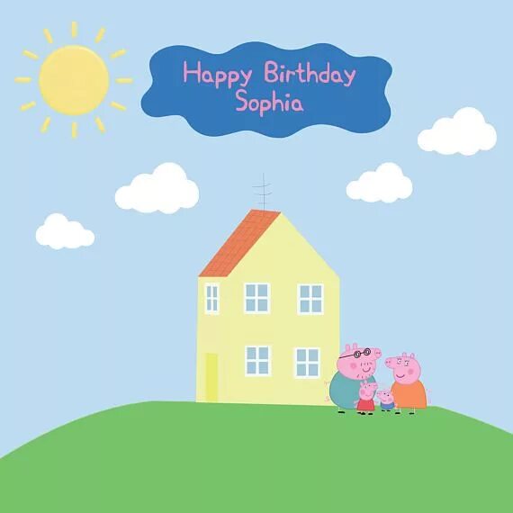 Покажи как выглядит дом свинки пеппы IMPRESO personalizado Peppa cerdo cumpleaños fiesta f. Peppa pig cumpleaños deco