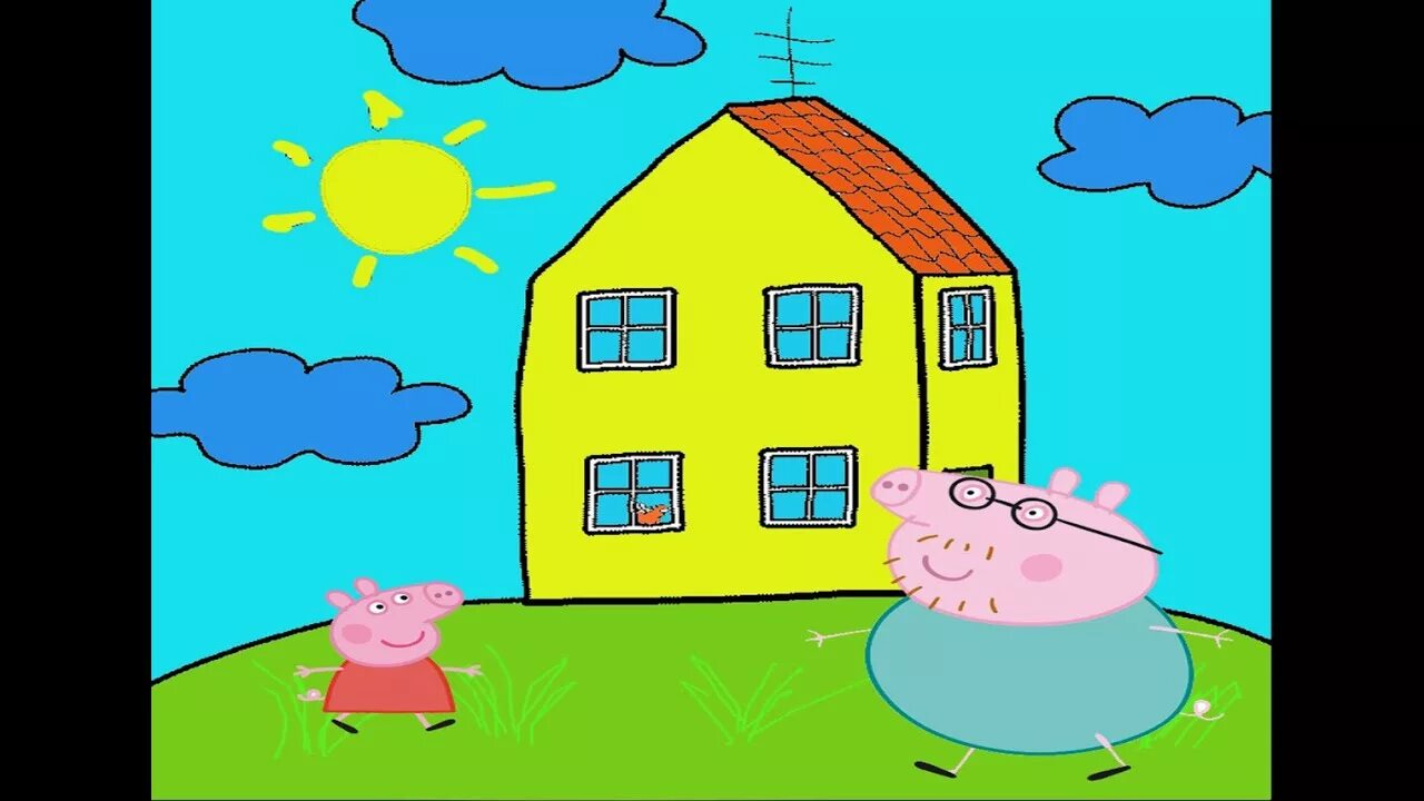 Покажи как выглядит дом свинки пеппы PEPPA PIG new English Compilation Peppa Pig house Peppa Pig coloring - YouTube