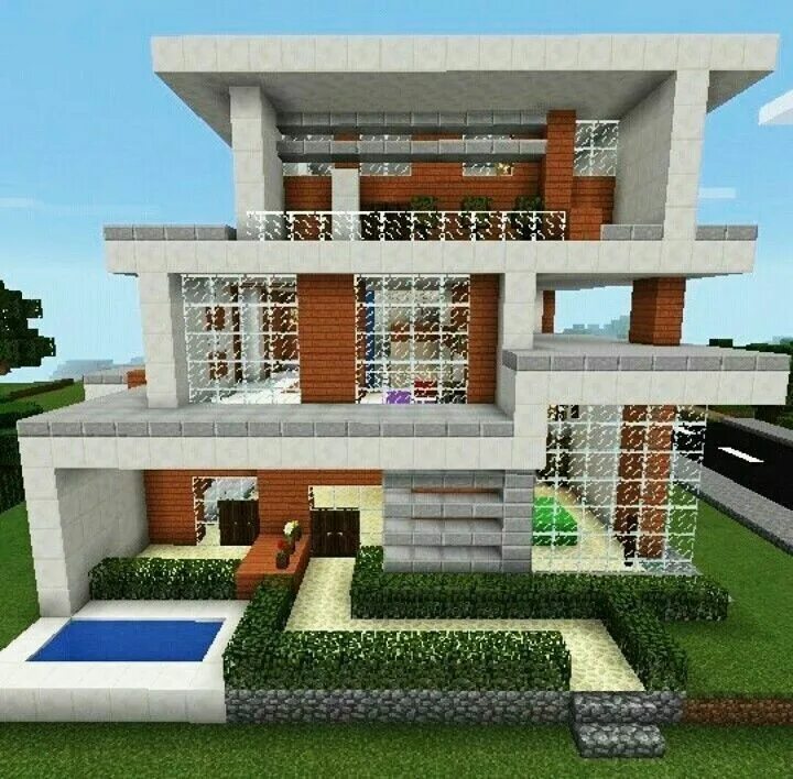 Покажи как выглядит дом в майнкрафте Modern House in Minecraft Mansión de minecraft, Casas minecraft fáciles, Casas m