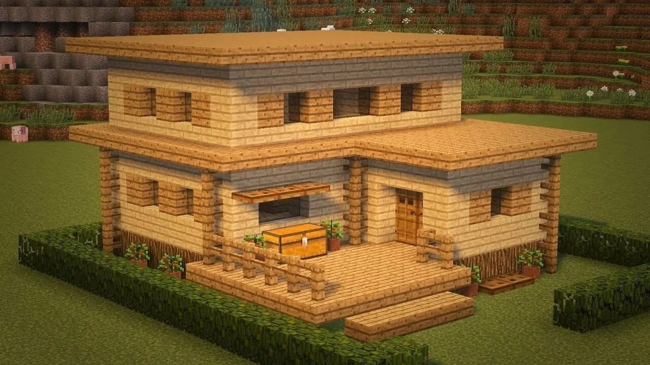 Покажи как выглядит дом в майнкрафте How To Build Beautiful Starter House With 2 Floors In Minecraft - YouTube