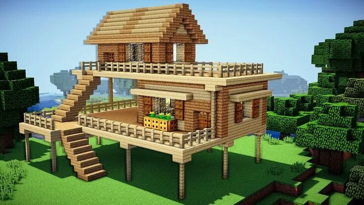 Покажи как выглядит дом в майнкрафте This is a nicer way to do your starting home in Minecraft than the standard "box