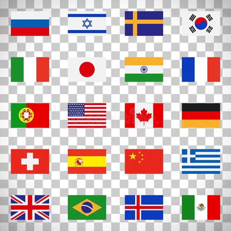 Покажи как выглядит флаг Flags Icons on Transparent Background Stock Vector - Illustration of israel, lea