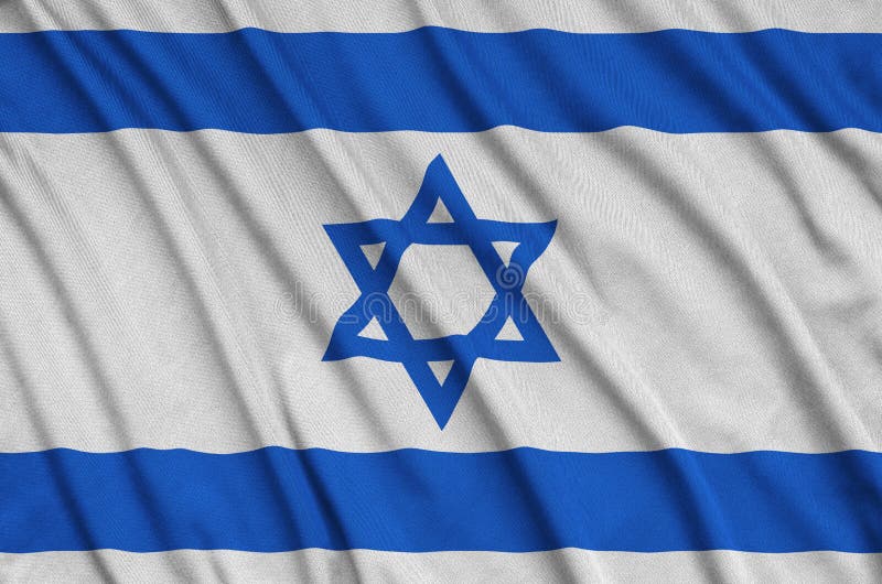 Покажи как выглядит флаг израиля Israel Flag is Depicted on a Sports Cloth Fabric with Many Folds. Sport Team Ban