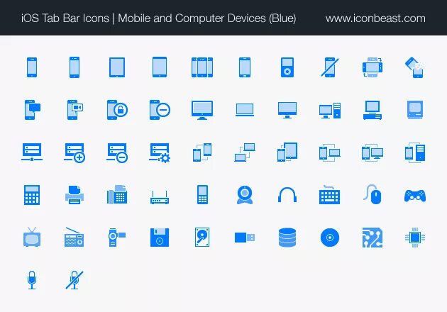 Покажи как выглядит знак Mobile and Computer Devices iOS Tab Bar Icons