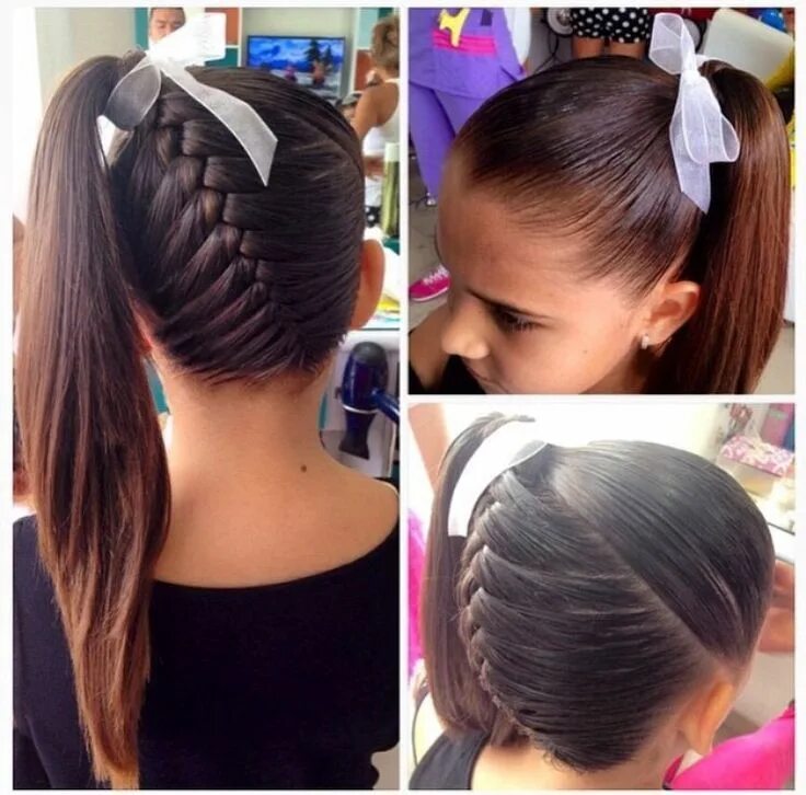 Покажи какие прически можно сделать в школу Resultado de imagen para cola de lado con trenza Kids hairstyles, Hair hacks, Ha