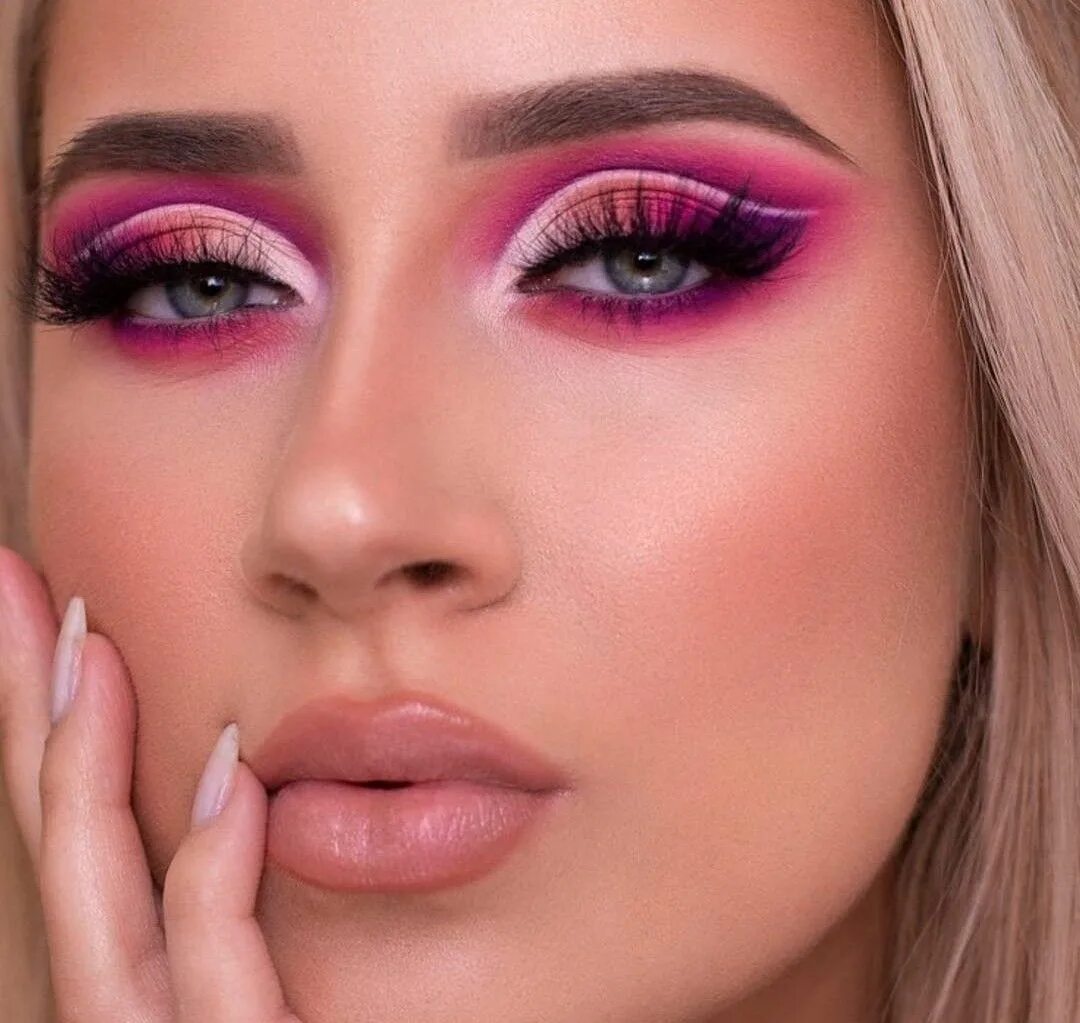 Покажи картинки красивого макияжа Pink Makeup with Riviera Palette (Anastasia Beverly Hills). Prom makeup for brow