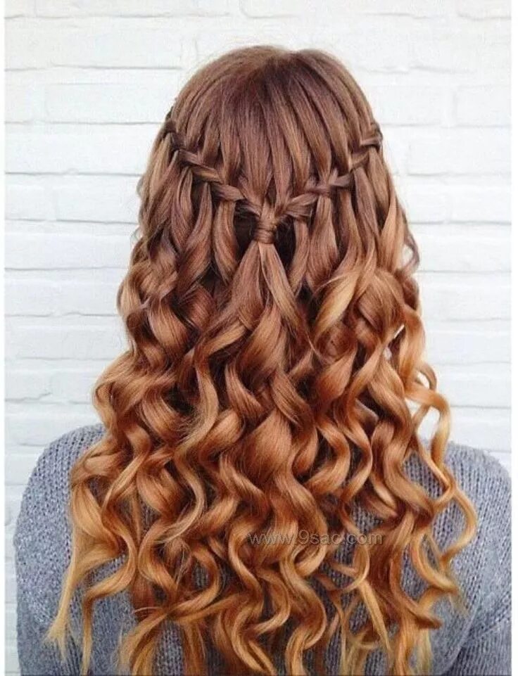 Покажи красивые прически с кудрями 10 Pretty Waterfall French Braid Hairstyles - PoP Haircuts Peinados con ondas y 