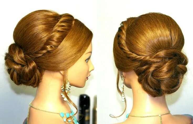 Покажи красивые прически видео Wedding prom updo, hairstyles for long hair. Свадебная прическа, прическа на вып