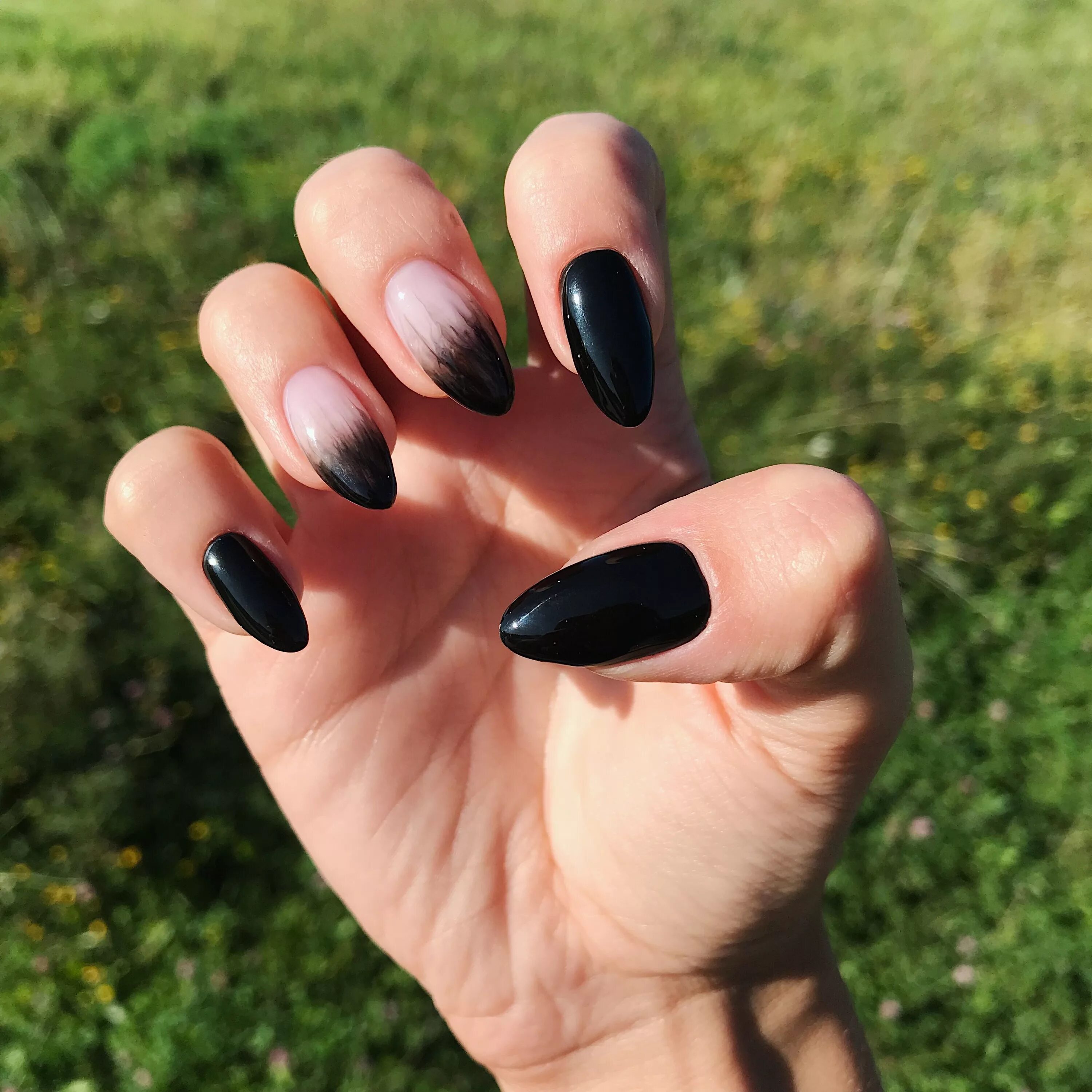 Night sky Stars Black acrylic nails, Witchy nails, Silver nails