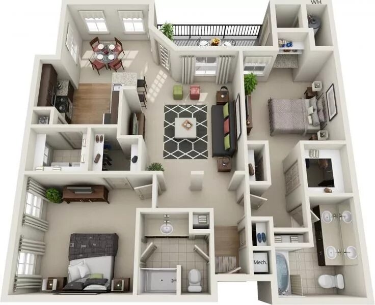 Покажи планировку дома Two Bedroom Floorplans Avana Apartments Проектирование дома, Дом симсов, Планиро