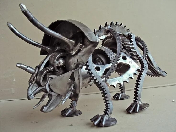 Покажи поделки самоделки Triceratops Metal art, Scrap metal art, Metal artwork