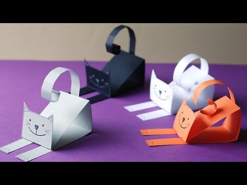 Покажи поделки самоделки из бумаги How to make a paper cat-easy way - YouTube