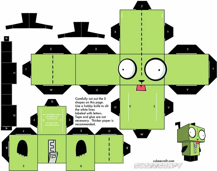 Покажи самоделки из бумаги Invader Zim papercraft Gir Paper toys template, Paper doll template, Paper toys