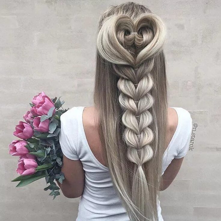 Покажи самые красивые прически #loveisinthehair with this gorgeous heart hairstyle by @n.starck So stunning Nin