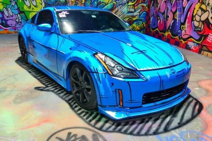 Покрашенная машина фото Hand-Painted Nissan 350Z Looks Like A Cartoon Drawing - Awesome Car paint jobs, 