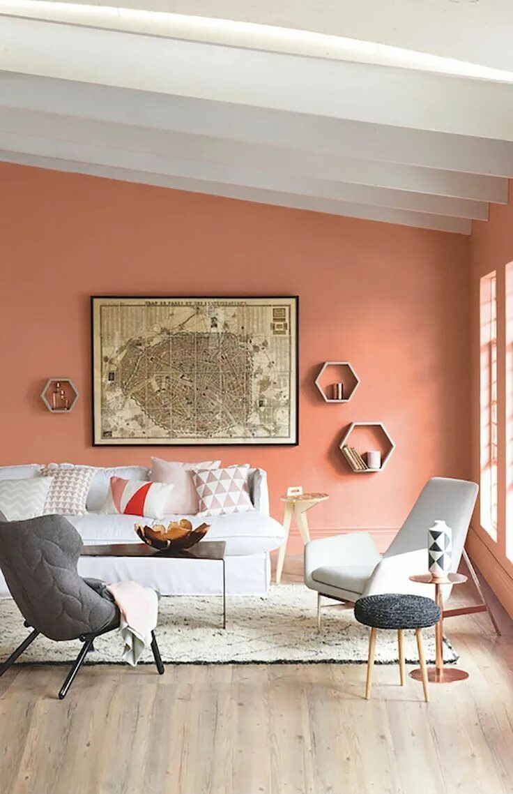 Покрашенные стены в интерьере квартиры Living Coral: Introducing The Pantone Color For 2019 Coral home decor, Paint col