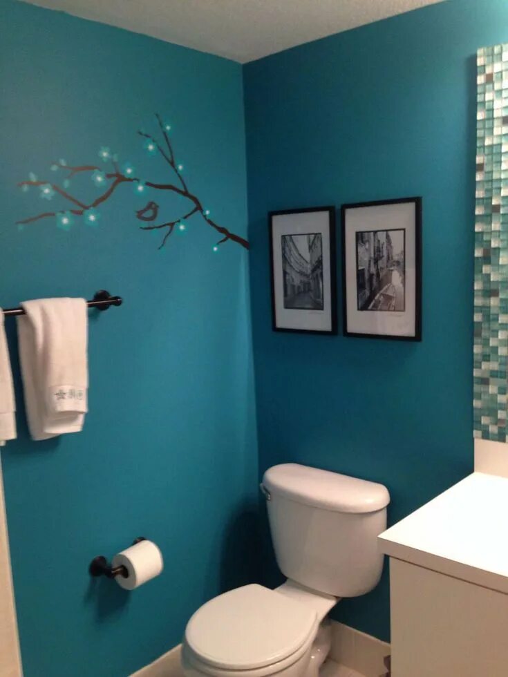 Покрашенные стены в ванной фото 7+ Splendid Bathroom Color Schemes Teal Collection Teal bathroom, Teal bathroom 