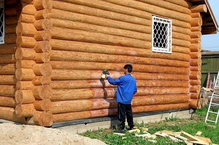 Покрасить баню снаружи варианты Покраска дома из бревна снаружи под ключ - Цена от 750 рублей м2.