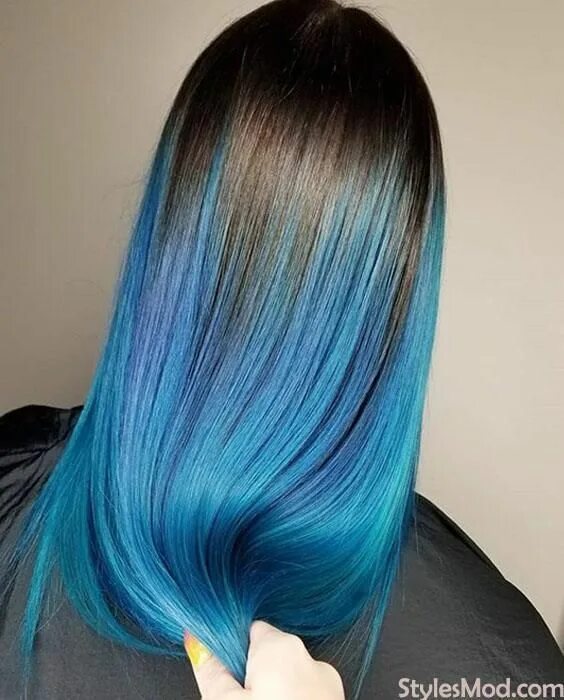 Покрасить фото в синий цвет Perfect Combination of Black to Blue Hair Color Trends for 2019